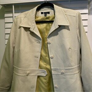 Larry Levine Cream Houndstooth Trench Coat